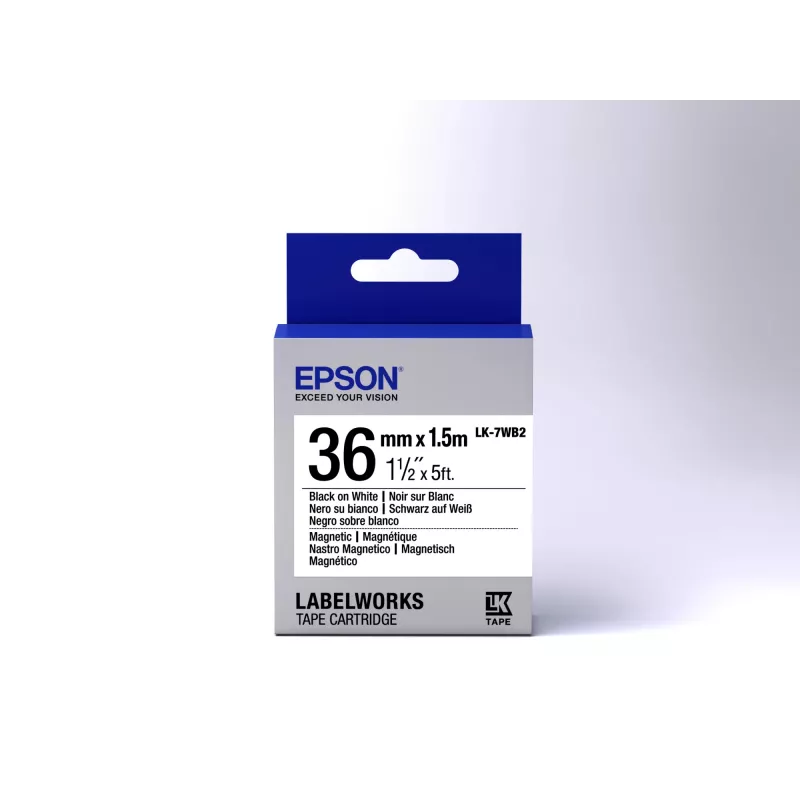 Epson Label Cartridge Magnetic LK-7WB2 Must/Valge 36mm (1.5m)