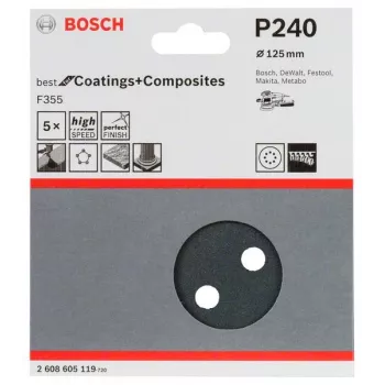 Bosch 2 608 605 119 käsitsi lihvimise tarvik Lihvimisleht P240 5 tk