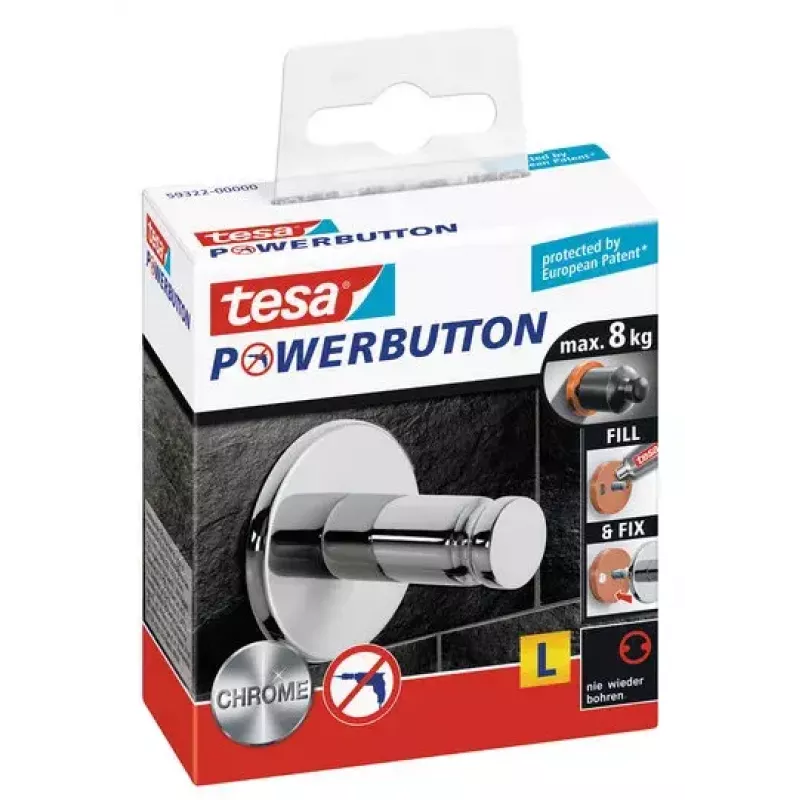 Universaalne konks TESA Powerbutton 59322 Kroom
