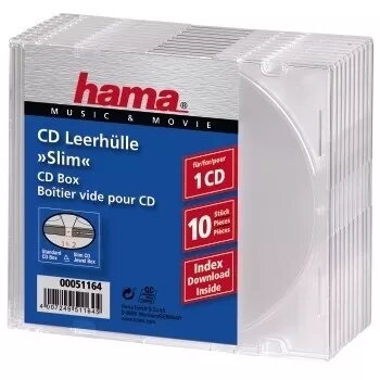 CD õhuke tühi karp Hama 051164 pakk 10 läbipaistev 1 plaat