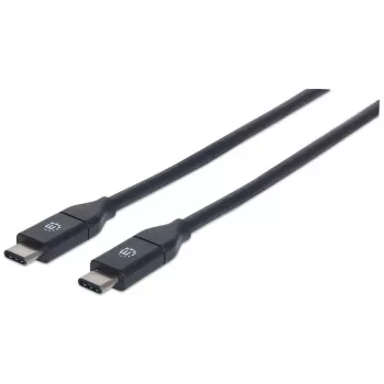 Manhattan USB-C – USB-C kaabel, 50 cm, isane-isane, must, 10 Gbps (USB 3.2 Gen2 ehk USB 3.1), 3A (kiirlaadimine), SuperSpeed+ USB, eluaegne garantii, samaväärne USB31CC50CM-ga