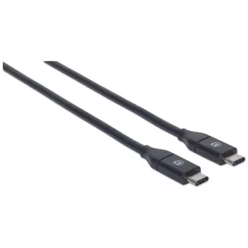 Manhattan USB-C – USB-C kaabel, 50 cm, isane-isane, must, 10 Gbps (USB 3.2 Gen2 ehk USB 3.1), 3A (kiirlaadimine), SuperSpeed+ USB, eluaegne garantii, samaväärne USB31CC50CM-ga