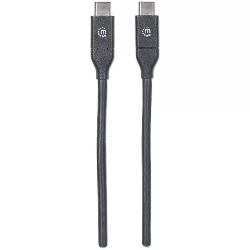 Manhattan USB-C – USB-C kaabel, 50 cm, isane-isane, must, 10 Gbps (USB 3.2 Gen2 ehk USB 3.1), 3A (kiirlaadimine), SuperSpeed+ USB, eluaegne garantii, samaväärne USB31CC50CM-ga