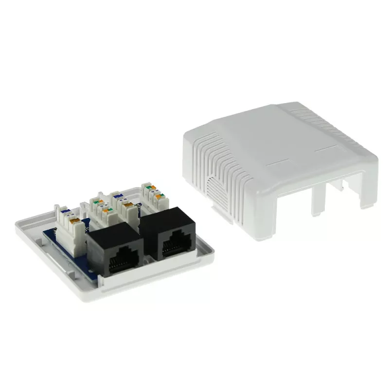 Pinnale paigaldatav karp ACT 2 pordiga varjestamata CAT5E — 59×29,5×61 mm