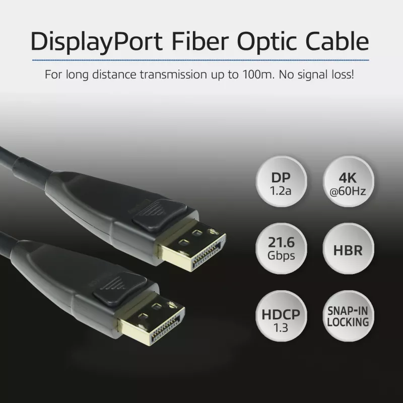 ACT 15 meetrit DisplayPort Active Optical kaabel DisplayPort isane - DisplayPort isane
