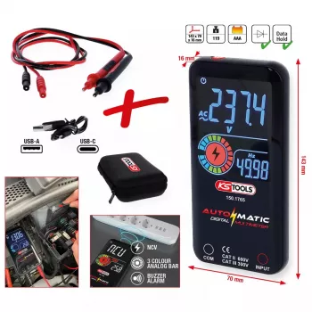 KS Tools 150.1765 automaatne digitaalne multimeeter testjuhtmetega