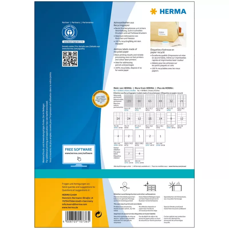 Isekleepuv printerisilt HERMA 10736 valge 20x28.9 cm 80 silti