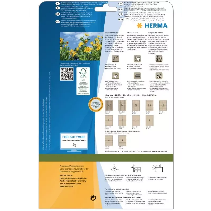 Isekleepuv silt HERMA 10750 Ristkülik Püsiliim Pruun 3780 tk