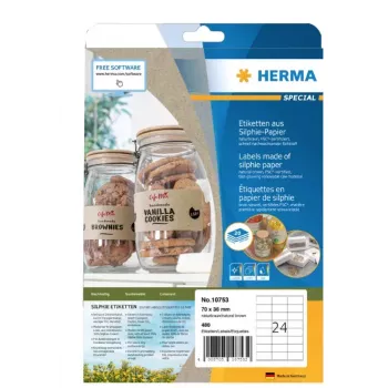 HERMA 10753 isekleepuv silt Ristkülikukujuline Püsiv Pruun 480 tk