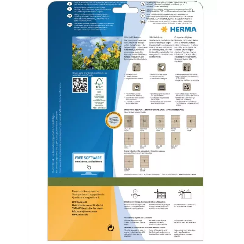 HERMA 10756 isekleepuv silt Ristkülik Püsiv Pruun 80 tk