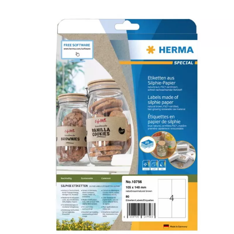 HERMA 10756 isekleepuv silt Ristkülik Püsiv Pruun 80 tk