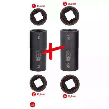 Padrunvõtmete komplekt KS Tools 515.0895 1/2 tollise ajamiga 2 padrunipead