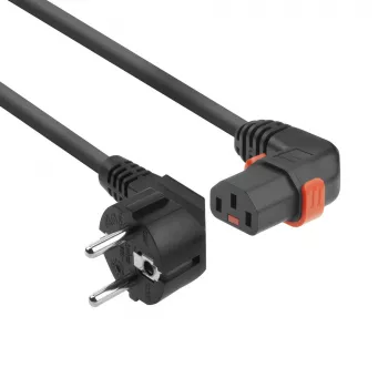 ACT toitejuhe CEE 7/7 isane (nurgaga) - C13 IEC Lock (paremnurga all) must 1 m, EL446S