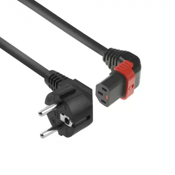 ACT toitejuhe CEE 7/7 isane (nurgaga) - C13 IEC Lock (üles nurga all) must 1 m, EL448S