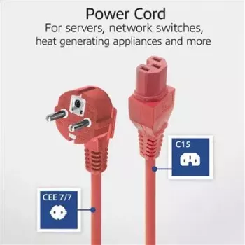 ACT toitejuhe võrgupistik CEE 7/7 isane nurga all C15 punane 1 m 250 V 10 A