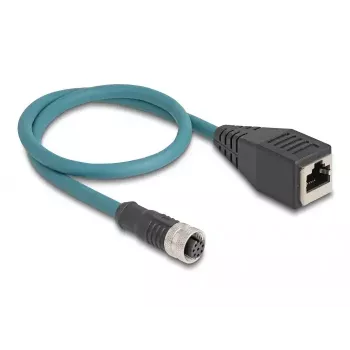 DeLOCK M12 adapterkaabel A-kodeeritud 8 kontaktiga emane RJ45 emasele 50 cm