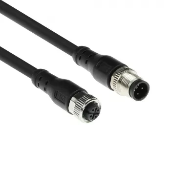 ACT Industrial 1,50 m andurikaabel M12A 4-kontaktiline isane M12A 4-kontaktilise emasele, Superflex Xtreme TPE-kaabel, varjestatud