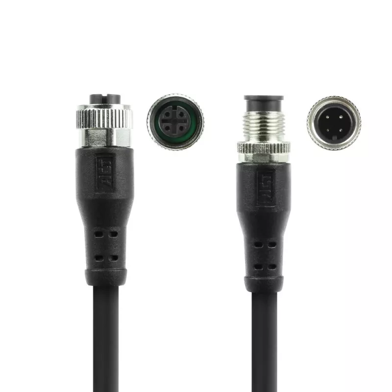 ACT Industrial 1,50 m andurikaabel M12A 4-kontaktiline isane M12A 4-kontaktilise emasele, Superflex Xtreme TPE-kaabel, varjestatud