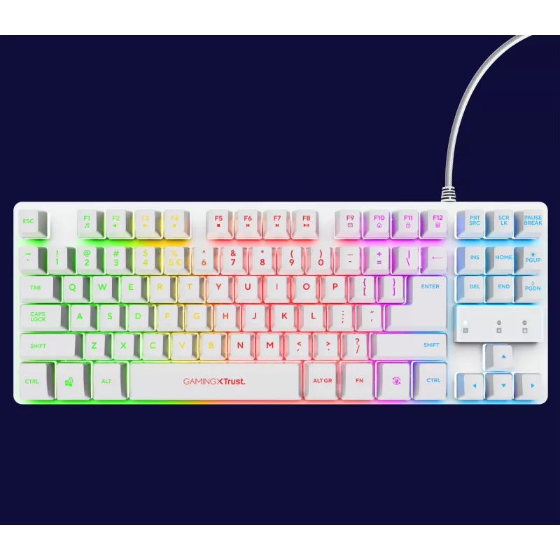 Trust GXT 833W Thado klaviatuur Gaming USB QWERTZ German Valge