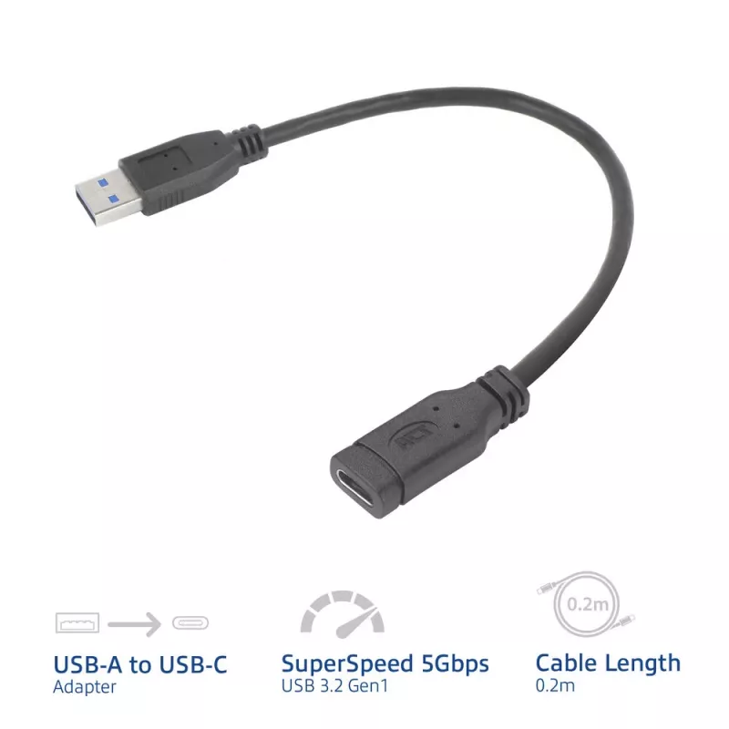 USB-adapter ACT AC7460 USB A isane 24-kontaktilisele USB-C emasele, 20 cm, 5 Gbps