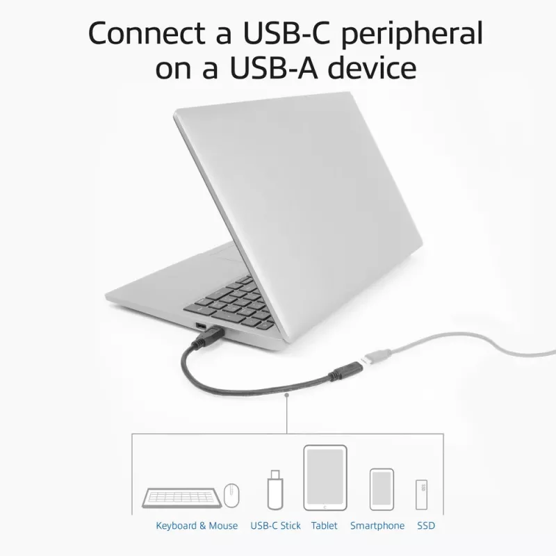 USB-adapter ACT AC7460 USB A isane 24-kontaktilisele USB-C emasele, 20 cm, 5 Gbps