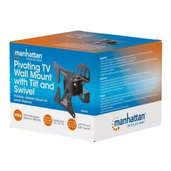 Manhattan Pivoting Wall Mount for TV & Monitorid (Tilt and Swivel), ekraanidele 13 inch kuni 27 inch, VESA ühilduvus: kõik vahemikus 75x75mm kuni 100x100mm - kontrollige ekraani tagaküljel olevate nelja kinnitusava mõõtmeid, et veenduda sobivuses, ühe naastuga kronstein, max 30kg