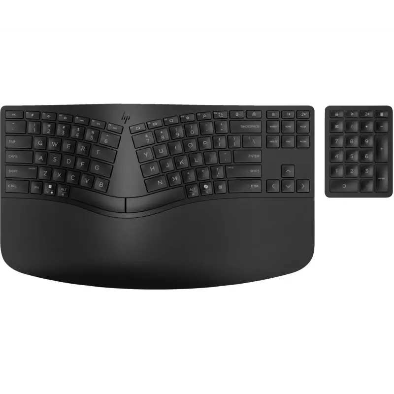 Klaviatuur HP 960 Ergonomic Wireless klaviatuur täissuuruses 100% RF-juhtmevaba + Bluetooth membraanklahvistik must kodukasutuseks