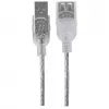 Manhattani USB-A–USB-A pikenduskaabel, 1,8 m, isane-emane, 480 Mbit/s (USB 2.0), Hi-Speed USB, läbipaistev hõbedane, eluaegne garantii