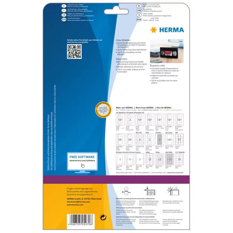 Isekleepuv printerisilt HERMA Video sildid A4 78,7x46,6 mm