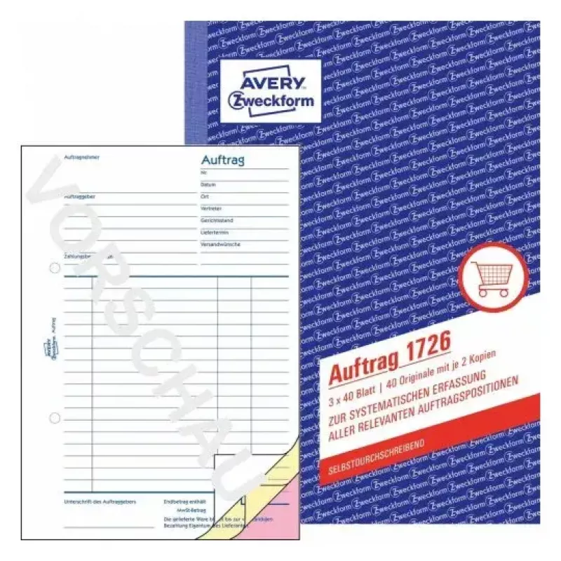 Raamatupidamisvormik/märkmik AVERY 1726 A5 40 lehekülge