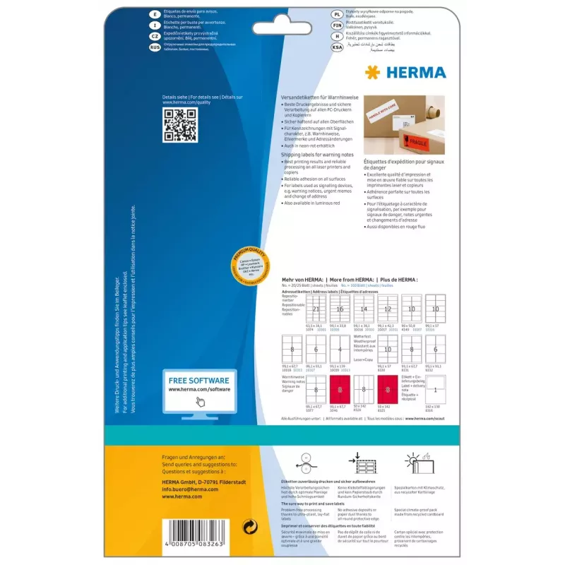 Hoiatuskleebis saatmiseks HERMA 8326