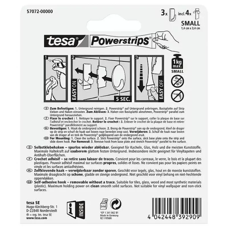 Rätikukonks TESA 57072-00000 Indoor Valge 3 tk