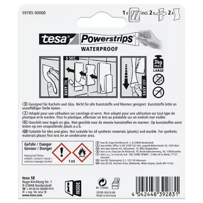 Towel hook TESA 59785-00000 Indoor Stainless steel Valge