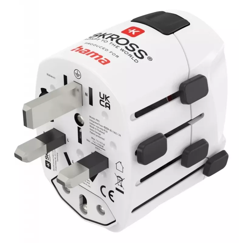 Hama World Travel Pro toiteadapter Universal Type F Valge