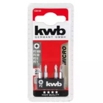 Kruvikeeraja otsakute komplekt KWB 128140 — 4 tk, Pozidriv PZ0 & PZ1, 28 mm