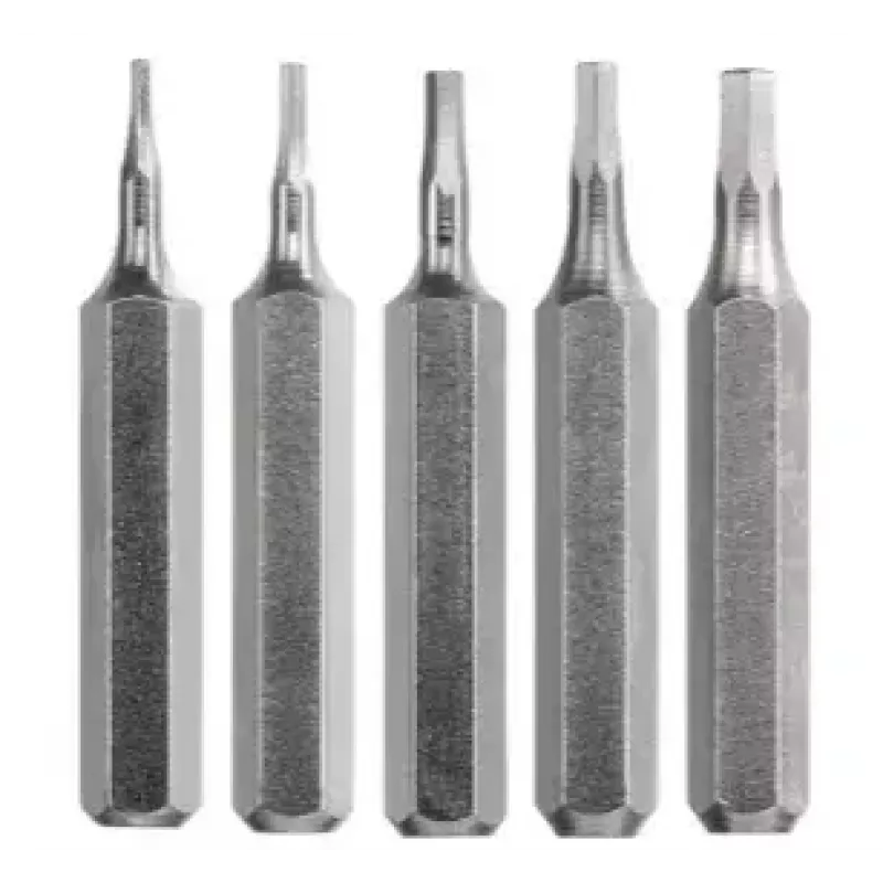 Kruvikeerajaotsakute komplekt KWB 128440 — 5 tk, Hex (imperial) otsakud, meetermõõdustiku suurused 0,7, 0,9, 1,3, 1,5, 2 mm, 28 mm pikkus
