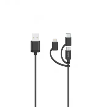 Hama 00200617 USB-kaabel USB 2.0 0,75 m USB A USB C/Micro USB A/Lightning Must