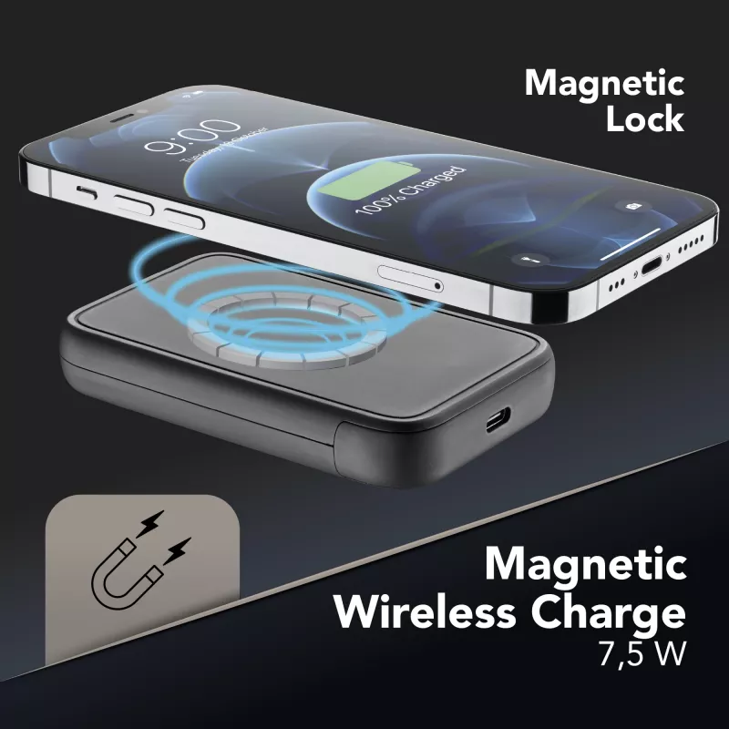 Cellularline traadita akupank MAG 5000 kaasaskantav laadija, ühildub MagSafe'i süsteemiga