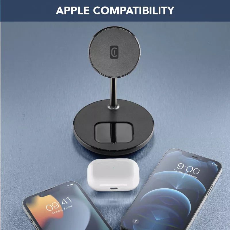 Cellularline Mag Duo juhtmevaba laadija 2-in-1 magnetiline juhtmevaba laadimishoidik Apple'i seadmetele