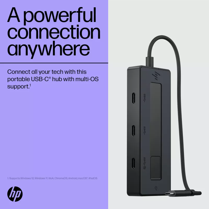 HP 4K USB-C Multiport Hub, USB USB-C, USB USB-C, 10000 Mbit/s, 3840 x 2160, must, 65 W