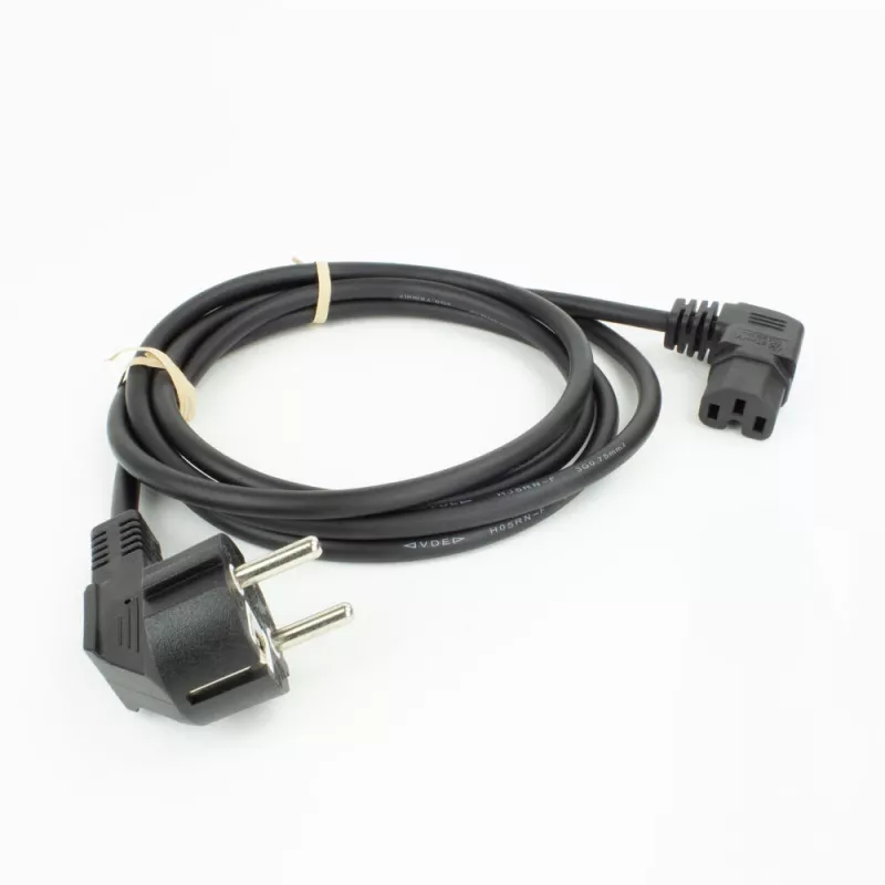 ACT Powercord toitejuhe CEE 7/7 isane (nurk) - C15 (paremale nurk) IEC60320 must 1,5 m