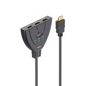 Hama 00205101 HDMI-kaabel 0,55 m HDMI-tüüp A (standard) 3 x HDMI-tüüp A (standard) Must