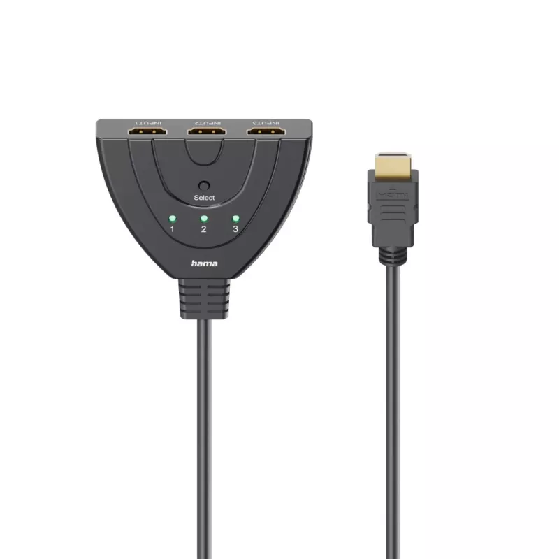Hama 00205101 HDMI-kaabel 0,55 m HDMI-tüüp A (standard) 3 x HDMI-tüüp A (standard) Must