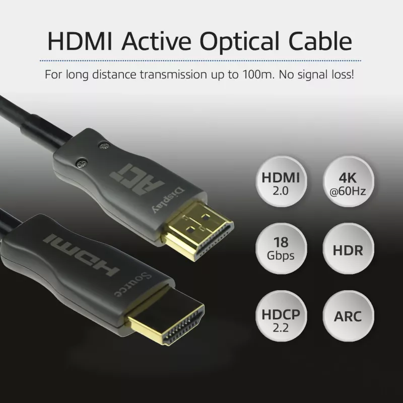 ACT 25 meetrit HDMI Premium 4K Active Optical kaabel v2.0 HDMI-A isane - HDMI-A isane