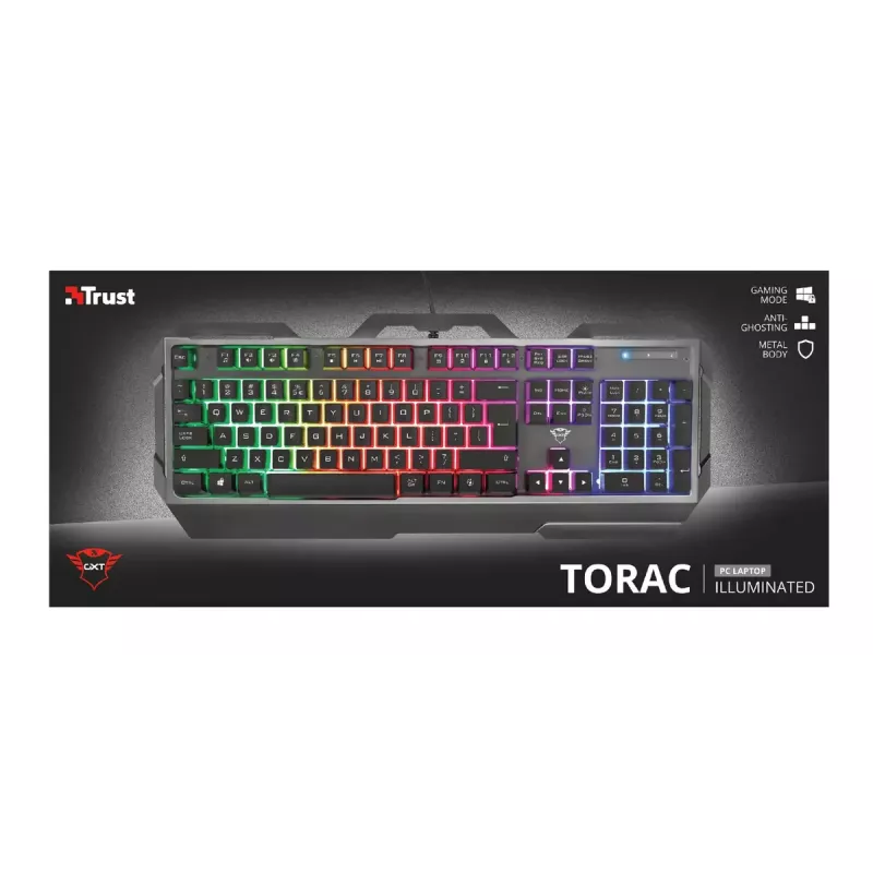 Mänguriklaviatuur Trust GXT 856 Torac USB QWERTZ Saksa Must RGB LED