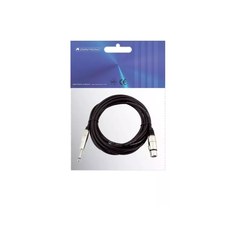 Audio kaabel Omnitronic 30225170 5m XLR 3-pin 6.35mm Must