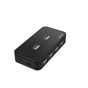 USB-jaotur HAMA 00200123 — 7-pordiline USB 2.0 jaotur, 480 Mbit/s, must, 1,1 m kaabel