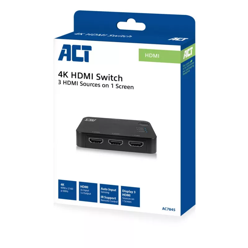 ACT 4K HDMI Switch 3x1 Must 60Hz 1920x1080 3840x2160