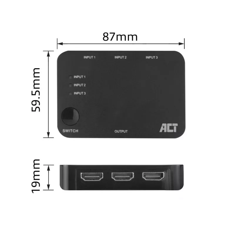 ACT 4K HDMI Switch 3x1 Must 60Hz 1920x1080 3840x2160