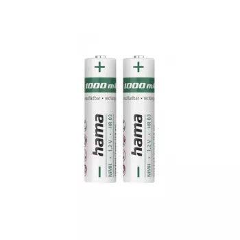 Hama NiMH laetavad akud, AAA Micro, 1000 mAh, 1,2 V, koheseks kasutamiseks valmis, 2 tk